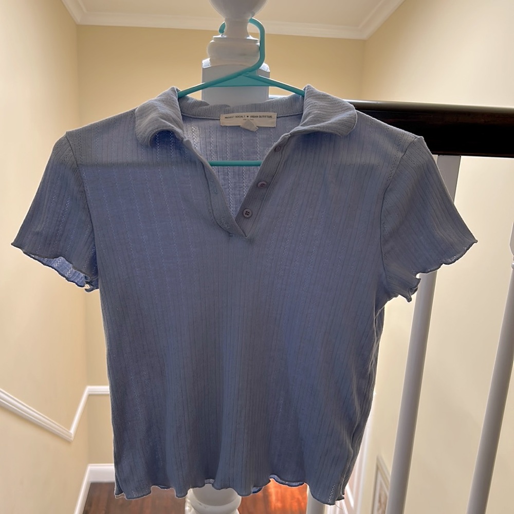 Project Social collared tee urban outfitters light blue size small
